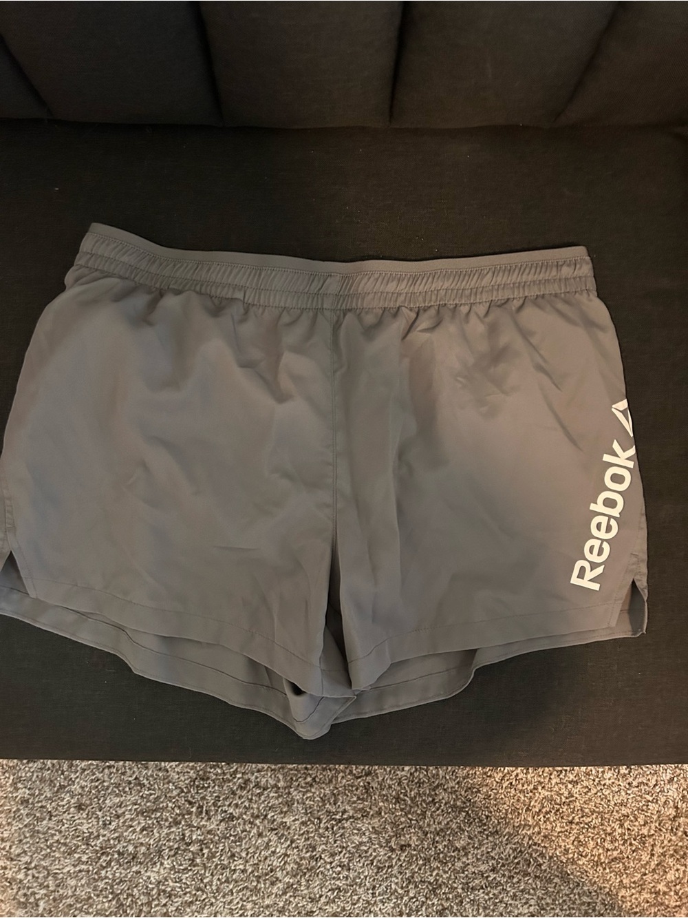 Reebok Women's Gray Lightweight Athletic Shorts with Logo